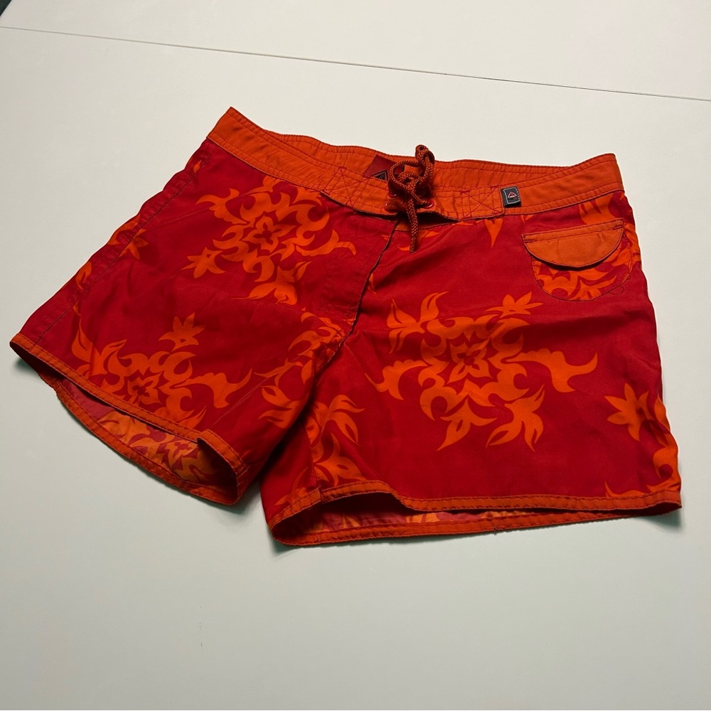 Red and Orange Floral Swim Shorts
